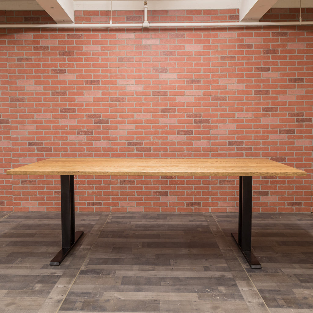 Red Oak Table - Steel I-Frame Base
