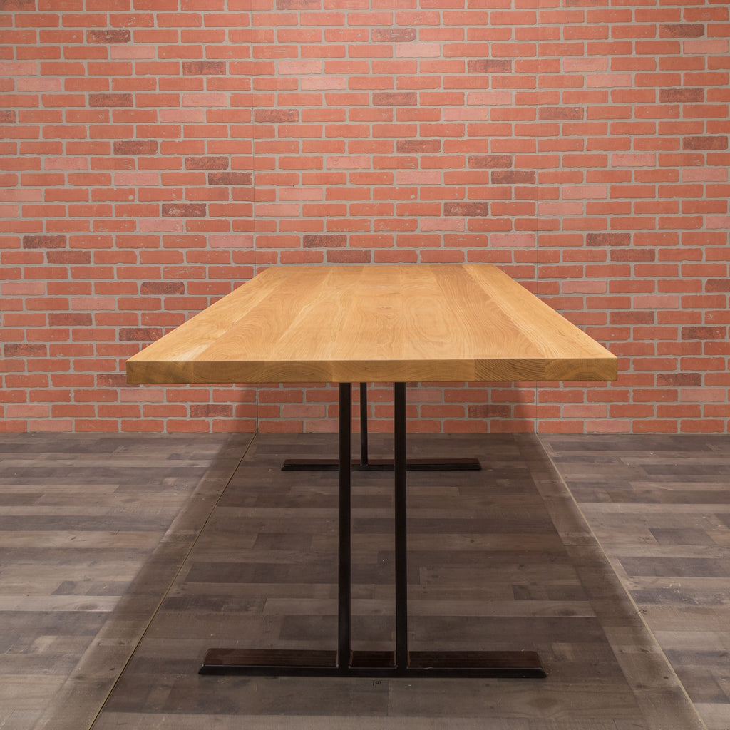 White Oak Table - Steel I-Frame Base