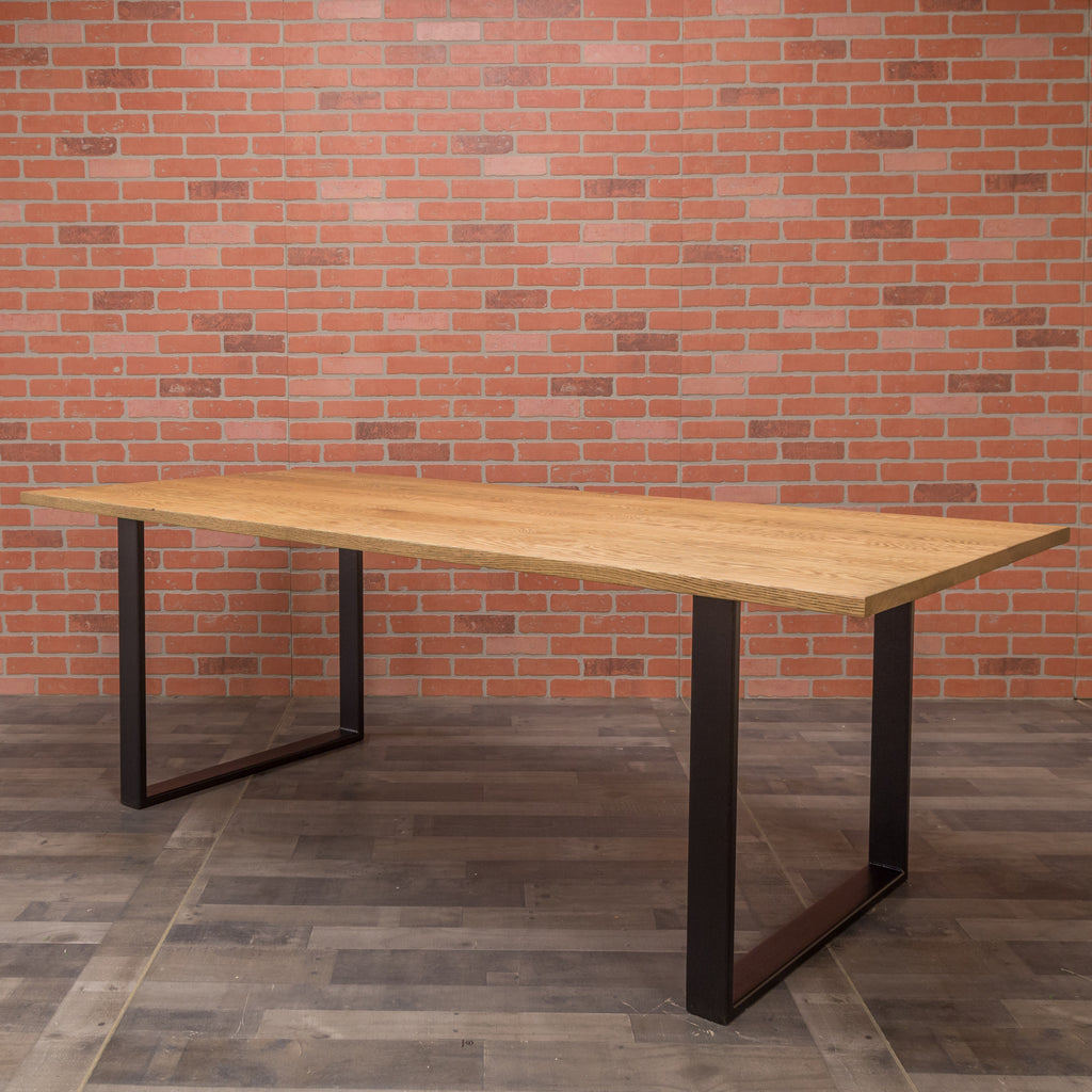 Red Oak Table - Steel Square Base