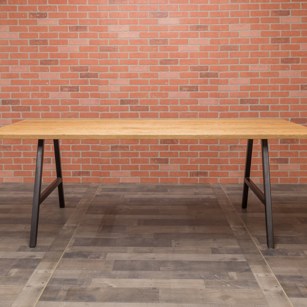 Red Oak Table - Steel A-Frame Base