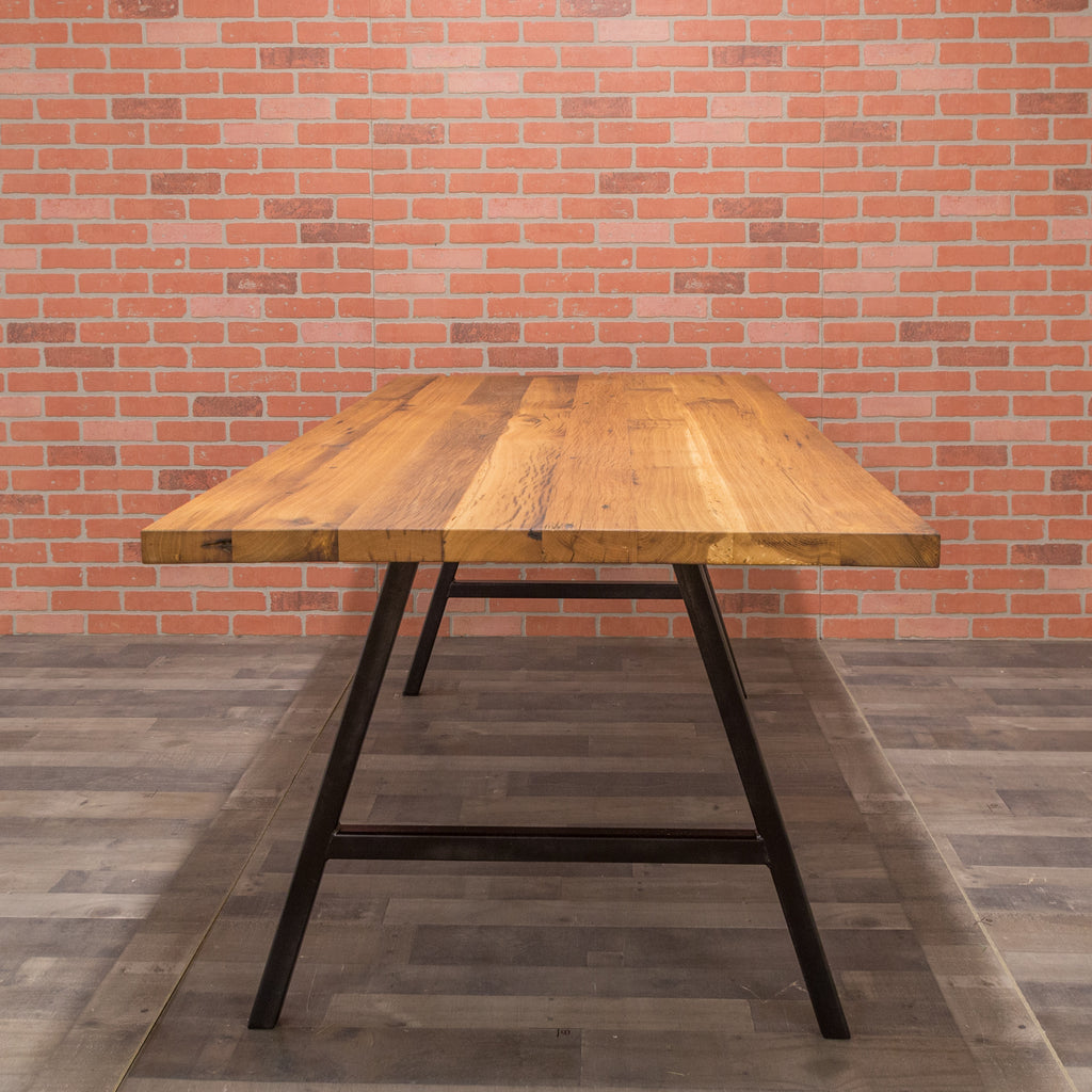 Reclaimed Oak Table - Steel A-Frame Base