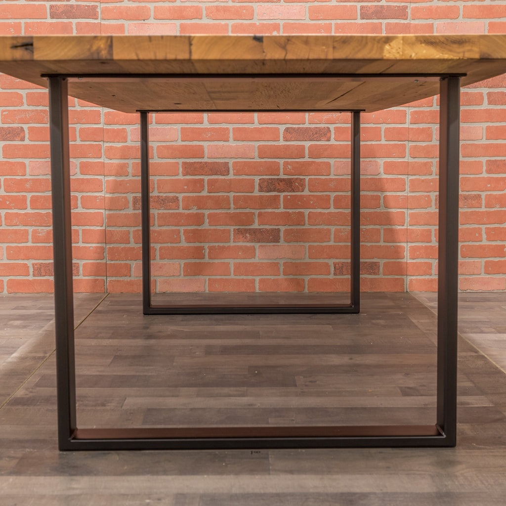 Red Oak Table - Steel Square Base